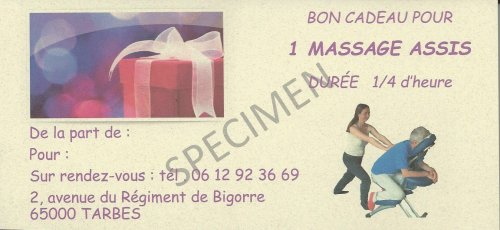 Bon Cadeau Massage Assis à Tarbes