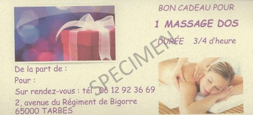 Bon cadeau Massage du Dos à Tarbes