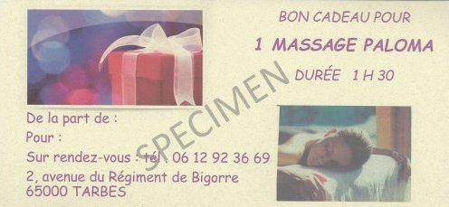 Bon Cadeau Massage Paloma à Tarbes