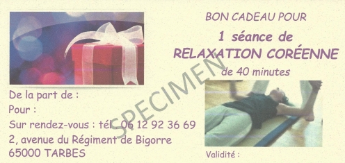 Bon Cadeau Relaxation Coréenne Tarbes